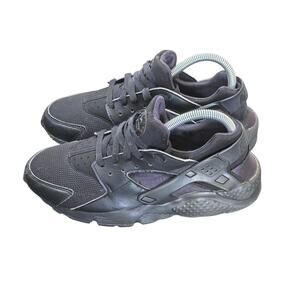 NIKE Hurache Run Kids 6.5Y Triple Black Sneaker SHOES Tie 654275-016